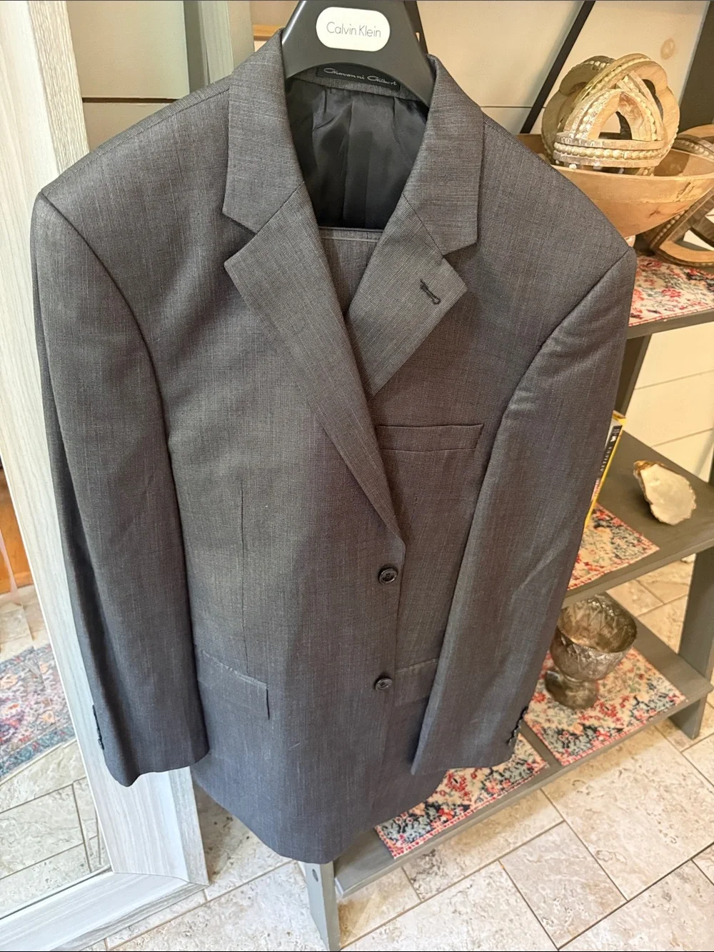 Calvin Klein Dark Gray Two-Button Men's Suit Blazer